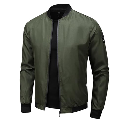 Chaqueta Bomber para Hombr Ligera y Fina con Bolsillo en la Manga Chaqueta de Entretiempo Cuello Alto de Aviador con Bolsillo Interior Chaqueta Cómodo