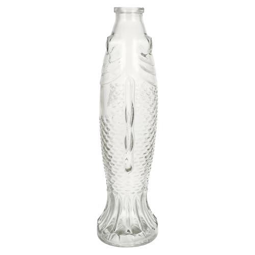 Botella de vidrio transparente con forma de pescado para decoración 2