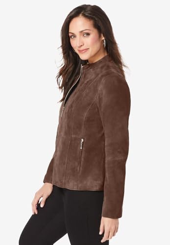 Jessica London Women's Plus Size Suede Zip-Front Jacket3
