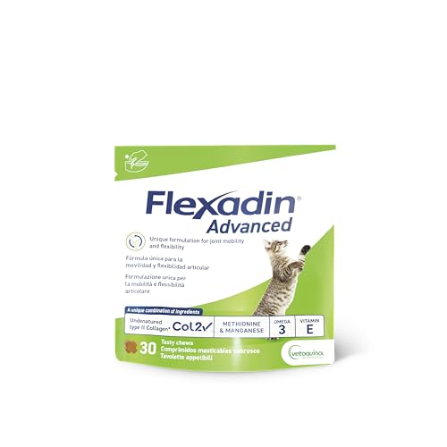Vetoquinol Flexadin Advanced | Mangime Complementare per Gatti di Tutte le Taglie | Supporto e Prevenzione per Articolazioni | 30 Tavolette Appetibili Masticabili - 150 g