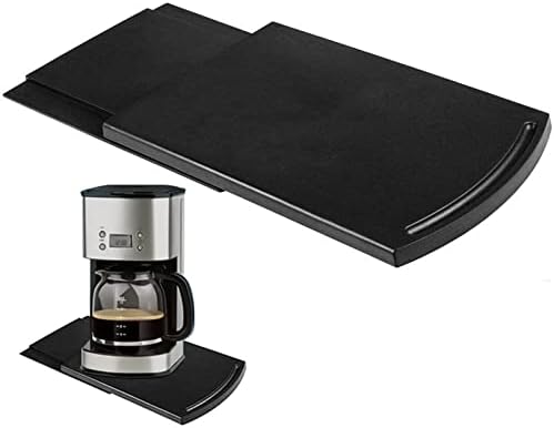 Appliance Sliding Tray for Coffee Maker, Kitchen Caddy Coffee Pot Slider, 12” Under Cabinet Countertop Storage Sliding Shelf for Blender, Toaster Food Processors, Kitchen Aid Mixer, Black