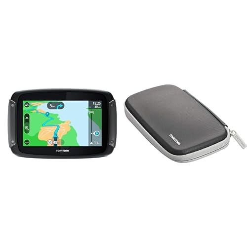 TomTom GPS Moto Rider 500-4,3 Pouces Cartographie Europe 49, Traffic, Zones de Danger, Appel Mains-Libres & GPS Housse de Protection Classique pour Les GPS TomTom 6'', Noir/Gris, 15 cm