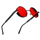 Steampunk Sunglass - Fashionable Gothic Red Punk Eyewear for Halloween Costume
