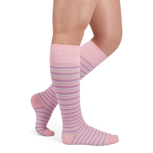 Image of Rejuva Stripe Pattern 15-20 mmHg Knee-High Compression Socks for Women & Men