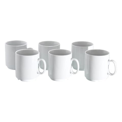 Van Well 6er Set Porzellan Kaffeebecher Profi 280ml weiß stapelbar Cover