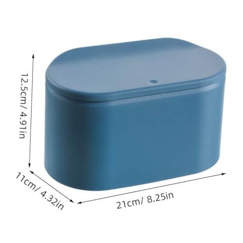 Corbeille de bureau avec couvercle bleu à ouverture par pression