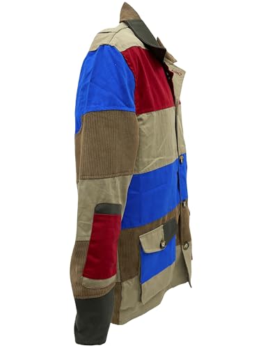 My Party Shirt Hunter Patchwork Style Field Jacket - Canvas Multicolor 60s Safari Coat - Las Vegas Movie Costume Raoul Duke3