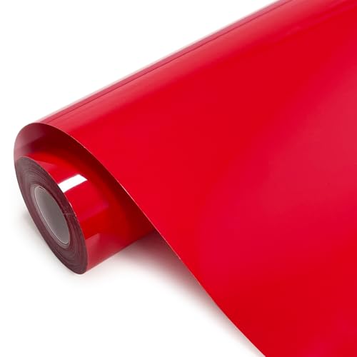 SCZENQI HTV Heat Transfer Vinyl Rolls - 12' x 20 ft Red HTV Roll Vinyl Iron for T- Shirts Iron on Vinyl for DIY and All Cutting Machine Iron on Vinyl Easy to Cut & Weed & Transfer Heat Vinyl (Red)