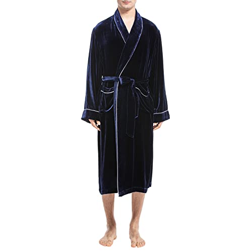 COLD POSH Men's Silk Velvet Robe Bathrobe Luxury Nightgown for Autumn/Winter