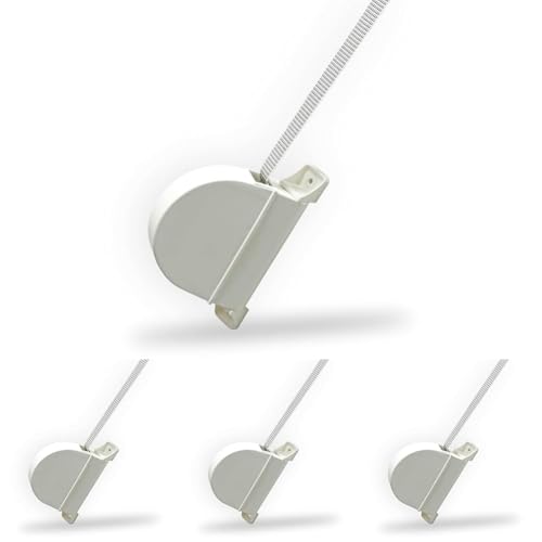 Amig   Carrete para persianas exteriores con ventanas batientes | Carrete de plástico | Con correa blanca a rayas negras de 14 mm | Caja o caja en blanco | Tamaño: 3,5 x 17,4 x 12,5 cm (Paquete de 4)