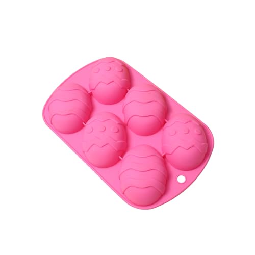 Silicone Easter Egg Mold, 6 Cavity Chocolate Tray, Flexible Non Stick Baking Tool with Heat Resistant Build, DIY Dessert Making 