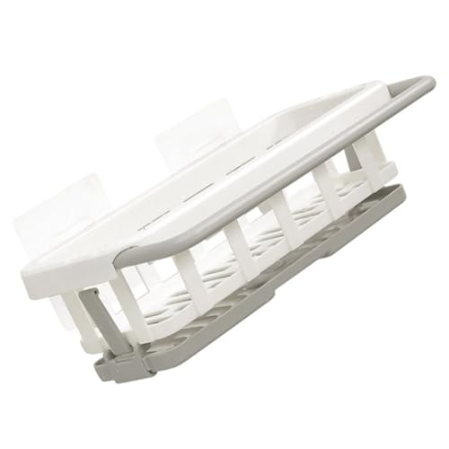 OUNONA Estante Organizador de Cocina Rejilla para Escurrir Esponjas Blanco sin Perforaciones Abs y Soporte Multiusos para Paños en Baño y Cocina