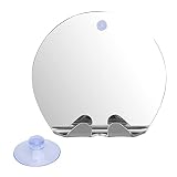 Haowecib Fogless Shower Mirror, Portable Shatterproof Round Shape Bathroom Mirror Wall Hanging Save