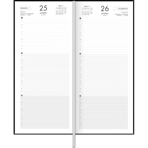 Tilibra - Agenda Executiva Costurada Diária 12,3 x 27,5 cm Comercial 2025 - Preta