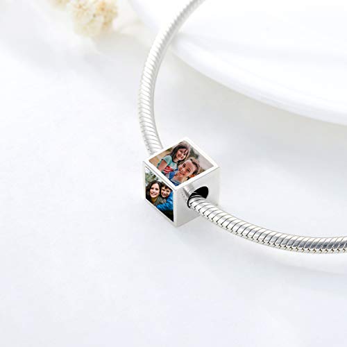 LONAGO Personalized Four-Sided Three-Sided Two-Sided Photo Charm 925 Sterling Silver Customized Bead Holds 2/3/4 Images Pictures Fit Snake Bracelet for Women4