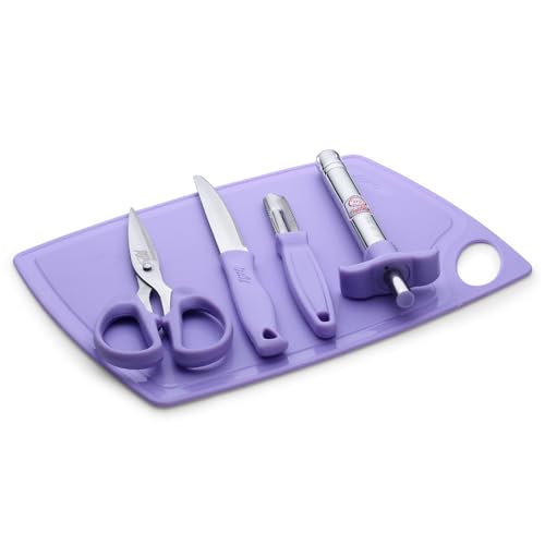 Image of Anjali Kitchen Combo Set - 5 Pcs Essential Tools for Everyday Use Includes Chopping Board, Knife, Lighter, Scissor & Peeler,Multipurpose, Durable & Easy to Clean