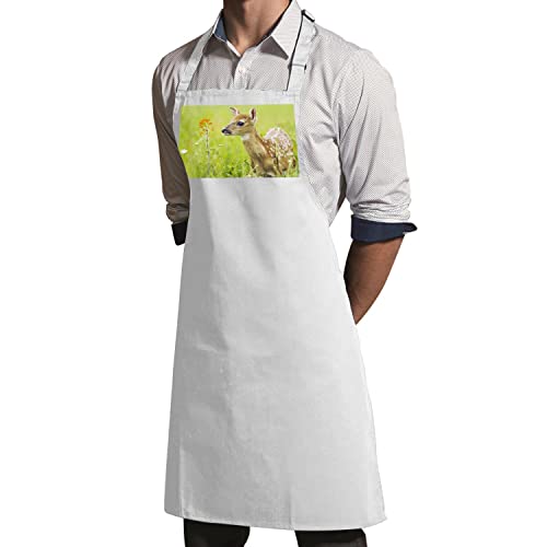 Tablier cuisine blanc faon photo nature biche bébé animal mignon - 3