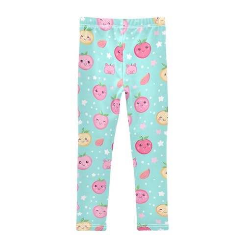 KLL Pink Peach Pattern Fruit Little Girls Legging Soft High Waisted Athleisure Pants Gym2