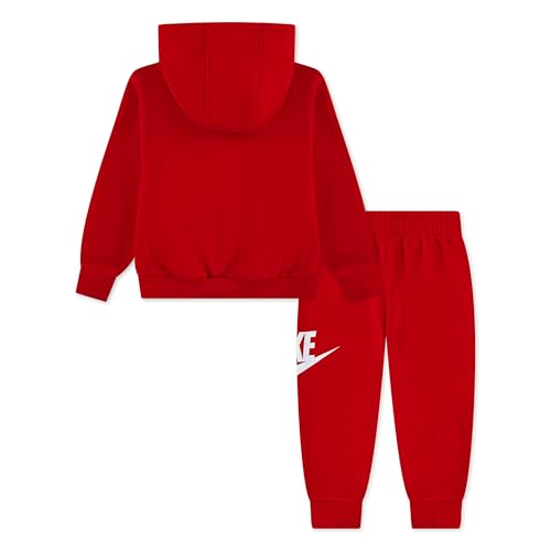 Image of Nike Kids' Sportswear Club Fleece Pullover Hoodie and Joggers 2-Piece Outfit Set (Large Swoosh Logo)