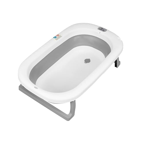 Toral Bañera Plegable Bebé con Patas Gris - Bañera Bebe con Patas Comoda, Facil de Guardar y Usar, Patas Antideslizantes y Colgador - Bañera Bebé Plegable Portatil - Modelo Bathy Gris
