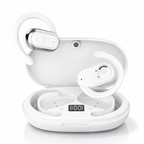 Image of OWS- W300 True Wireless Earbuds, Gaming Earbuds with Open Wearable Stereo, 50 Hours Playtime, Bluetooth 5.4 + ENC Clarity, 13mm HD BASS Drivers, IPX6 Sweat-Proof,Built-in Mic (White)