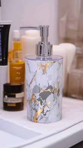 Image of Liquid Soap Dispenser|Sanitizer Dispenser, Lotion, Shampoo Dispenser | Handwash Bottle for Kitchen | Soap Dispenser for Wash Basin 17 * 11 * 6cm 300ML (Marble White)