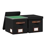 GRSQYS File Organizer Box with Lid File Box for Hanging Decorative File Organizer with One-Piece Integrated Plastic Slide Rail (Black, 13.2x10.1x10.1inch(2pack))