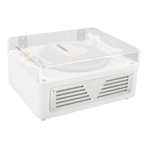 Pyhodi BT Player, Reproductor de CD Retro con Altavoces, Reproductores de CD Recargables Portátiles de para el Hogar, 2 Altavoces Estéreo, Sonido Envolvente 3D, Control (White)