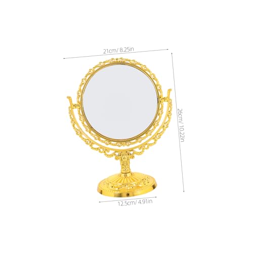 Espejo para maquillaje redondo con luz giratorio dorado miniatura 2