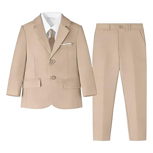 Image of Baby Boy Formal Suit for Toddler Infant Tuxedo Dress Suits | Little Gentleman, Wedding Ring Bearer Outfit, Vest Pants Long-Sleeve Shirt Tie, Birthday Party Christmas Prom, Classic
