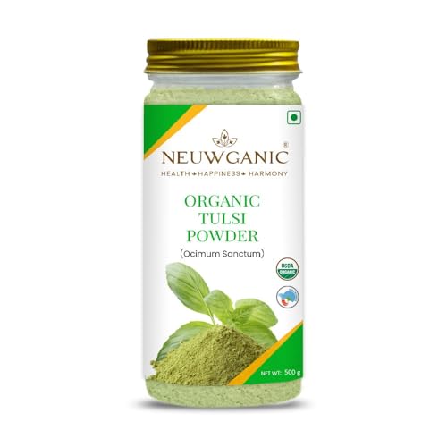 Image of Organic Tulsi Powder - India Organic and USDA Organic Certified - Holy Basil Powder - Ideal For Making Kadha, Tea & Chutney - 500 Gm