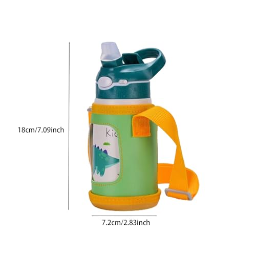 Botella de agua aislada de acero inoxidable verde con bolsa para niños y oficina 4