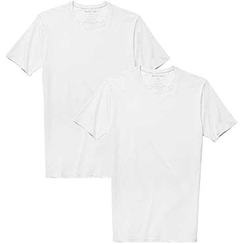 Tommy John Men's Cotton Basics T-Shirts - 2 Pack - Stay Tuck Design - Soft Slim Fit Crew Neck Undershirts Tee (White, Large) Cover
