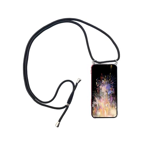 Chyinsist Funda Transparente con Cuerda para Samsung Galaxy A90 5G, Carcasa TPU Silicona, Correa Ajustable (Negro, For Samsung Galaxy A90 5G)