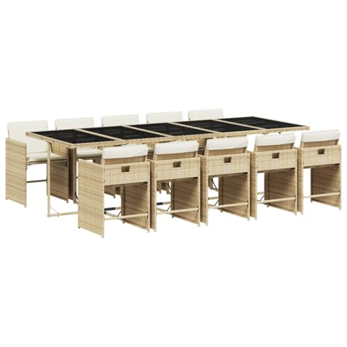vidaXL Ensemble à Manger de Jardin avec Coussins 5 pcs, Chaises à Manger avec Table, Ensemble de Meubles, Moderne, Beige Résine Tressée