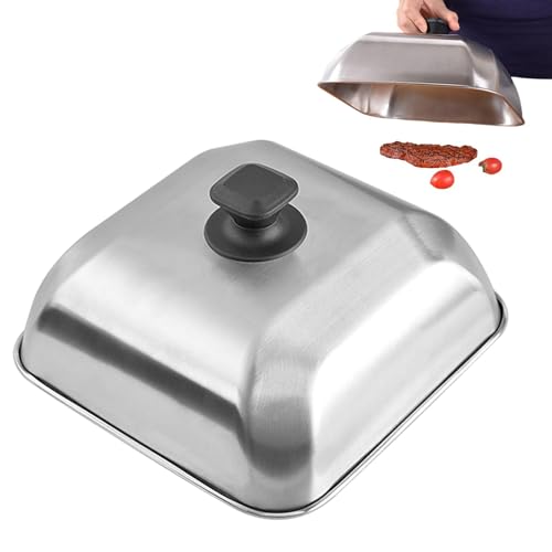 Coperchio per rilegatura a cupola – Cupola per fusione di formaggio in acciaio inox | Copertura per hamburger, robusto accessorio per barbecue per cucinare in cucina, parte superiore piatta