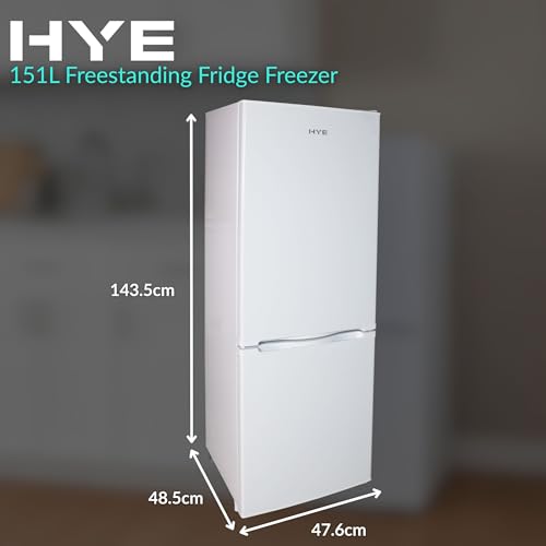 HYE Fridge Freezer - Small 60/40 Freestanding Fridge Freezer, 143.9cm Height, 50cm Width, 151L Capacity, Quiet 38 dB Operation, Suitable for Couples & Families, White - RF01FF151W24 - Image 5