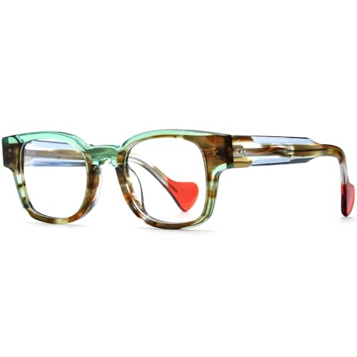 Image of HEPIDEM Multicolor Acetate Glasses Frame Women Oversize Vintage Round Eyeglasses Optical Spectacles 9271