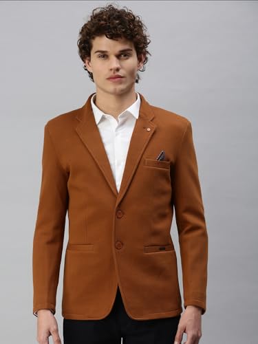 Image of SHOWOFFFF Men Solid Single Breasted Casual Blazer | Notched Lapel Full Sleeves Cotton Blazer for Mens | Slim Fit Regular Length Blazer for Men's