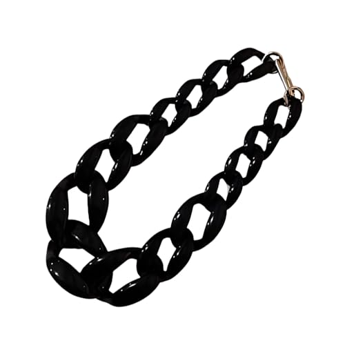 CLSSLVVBN Collier à maillons en acrylique épais pour femmes, Style Boho, Vintage, chaîne à maillons, bijoux, déclaration de mode, collier en chaîne cubaine fait à la main, Noir
