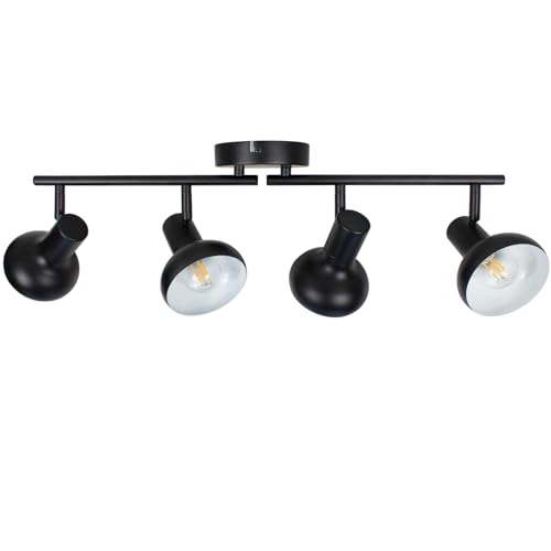 HiBay 4-Light Track Lighting Fixtures Ceiling, Farmhouse Track Spot Light Black, Directional Spotlight Indoor for Kitchen Living Room Bedroom, E12 Base (Bulbs Not Included) 4-Light Black