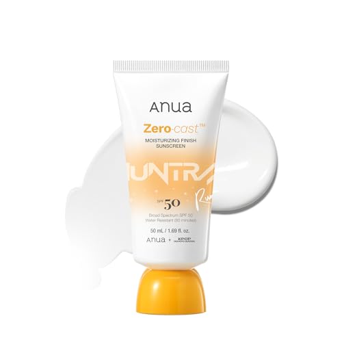 Anua, Zero-Cast Moisturizing Sunscreen SPF 50, Glow Natural Sunscreen for face, No White Cast, Hyaluronic Acid, Niacinamide, Oil-Free, KPop Demon Hunters, Korean Skincare, 1.69 fl oz