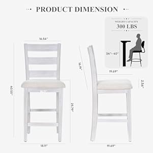 COLAMY Modern Counter Height Bar Stools, Wooden Bar Stools Set of 2, 25 Inch Upholstered Fabric Barstools with Backs and Wooden Legs for Kitchen Island Dining Room Bar Shop, White Wash COLAMY Modern Counter Height Bar Stools Wooden Bar Stools Set of 2 25 Inch Upholstered Fabric Barstools with Backs and Wooden Legs for Kitchen Island Dining Room Bar Shop White Wash