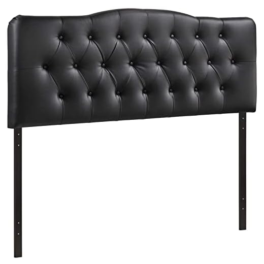 Modway Annabel Tufted Button Faux Leather Upholstered King Headboard in Black
