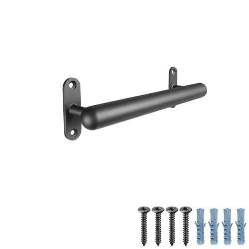 Dolibest Handlauf Metall, 41cm Treppenhandlauf Schwarz Wandhandlaufe Geländer Treppengeländer Haltegriff Innen Außen 3.3cm Runde Rutschfest Wandmontage Sicherheitsgriff für Jüngere/Kinder/Behinderte