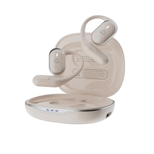 Fone De Ouvido Bluetooth Esportes, Basike T6, IPX5/OWS Fone de Ouvido Estéreo Hi-Fi, Suporta Chamadas de Voz, 60 Horas em Standby Para Corrida e Exercícios ao Ar Livre (Branco)