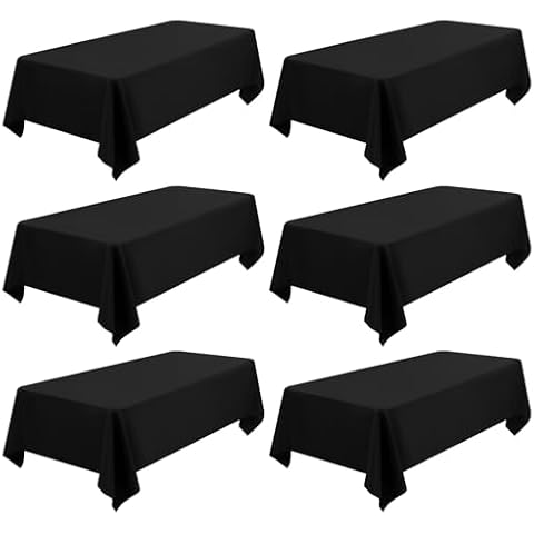 6 Pack Black Polyester Tablecloths 60 x 102 inch Cover