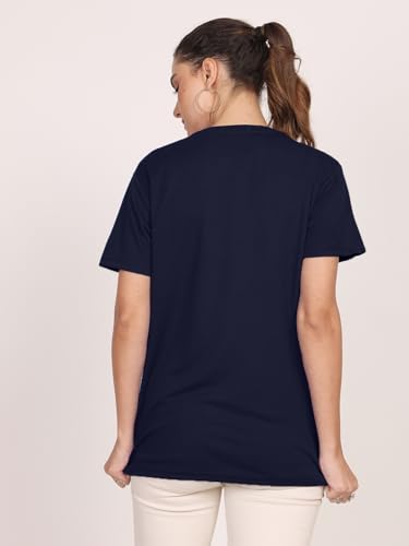 Image of LEOTUDE Half Sleeve Regular Fit Tshirt for Women, Round Neck Half Sleeves Printed Relex Fit Tshirt Tops for Women