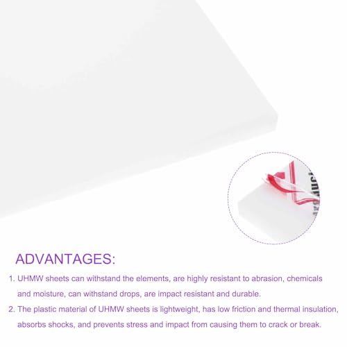 Image of DMiotech 24 x 48 x 3 /8 Inch Plastic UHMW Sheets, Ultra High Molecular Weight Polyethylene, Opaque White Polyethylene Board for Automotive, Chemical, Manufacturing, DIY Home Kitchen