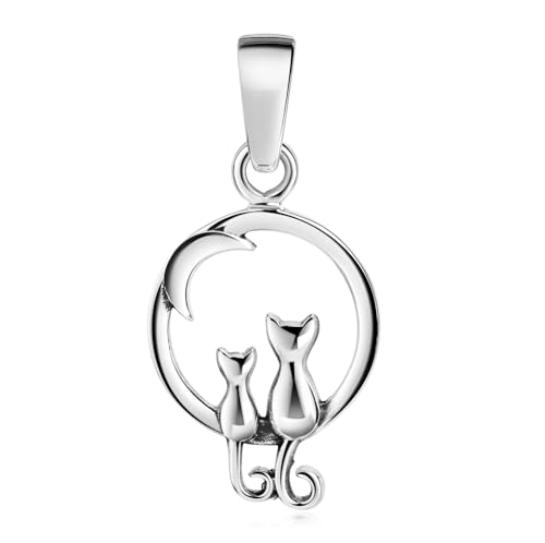 Pendentif argent 925 chats lune MATERIA, sublimez votre look bohème chic et vos tenues de soirée